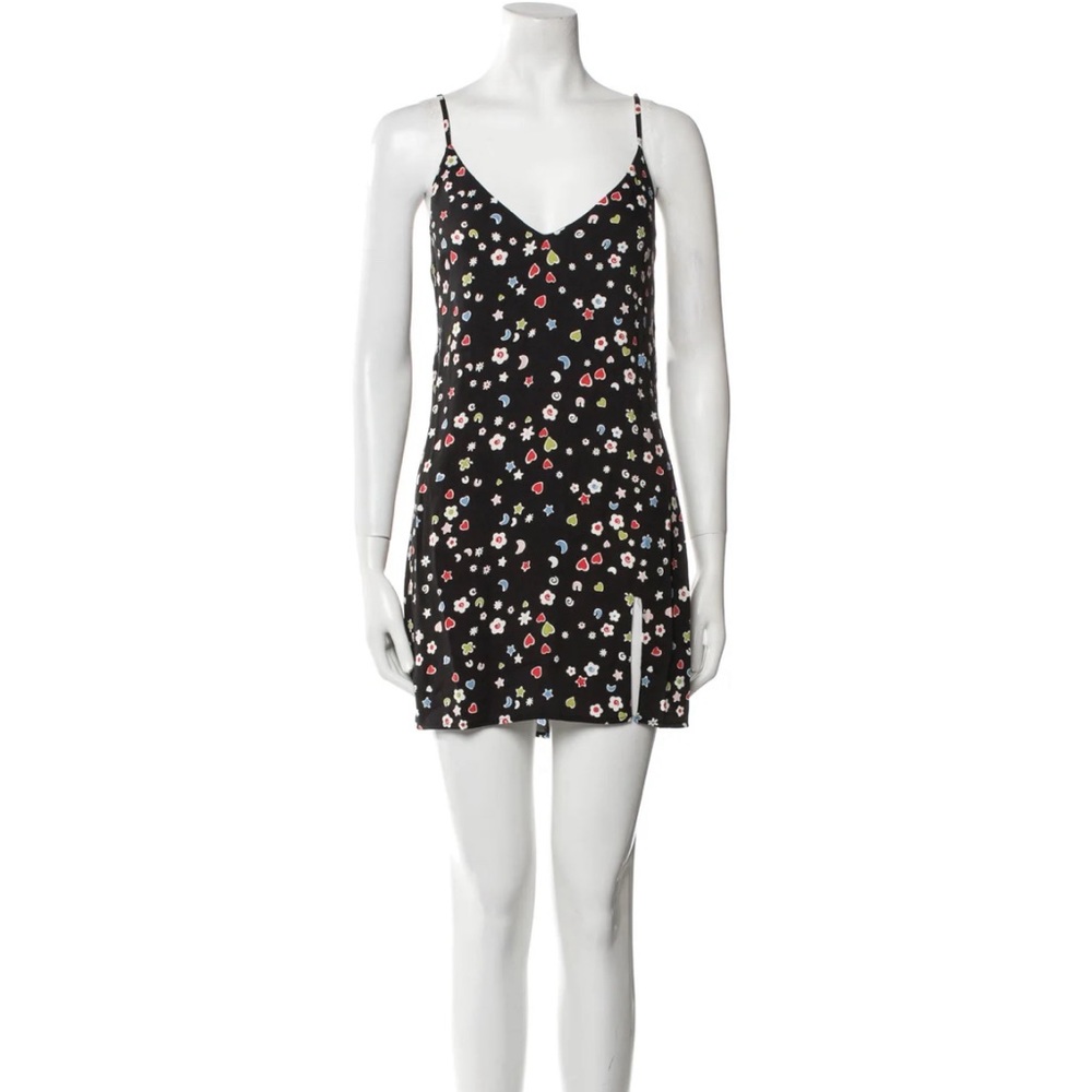Reformation slit mini dress with heart print
